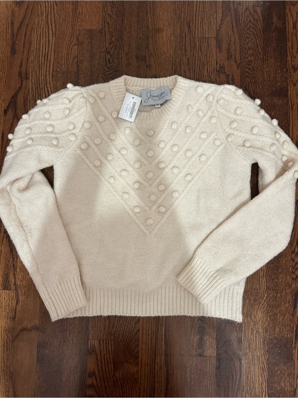 Joie Cream Pom-Pom Crewneck Sweater